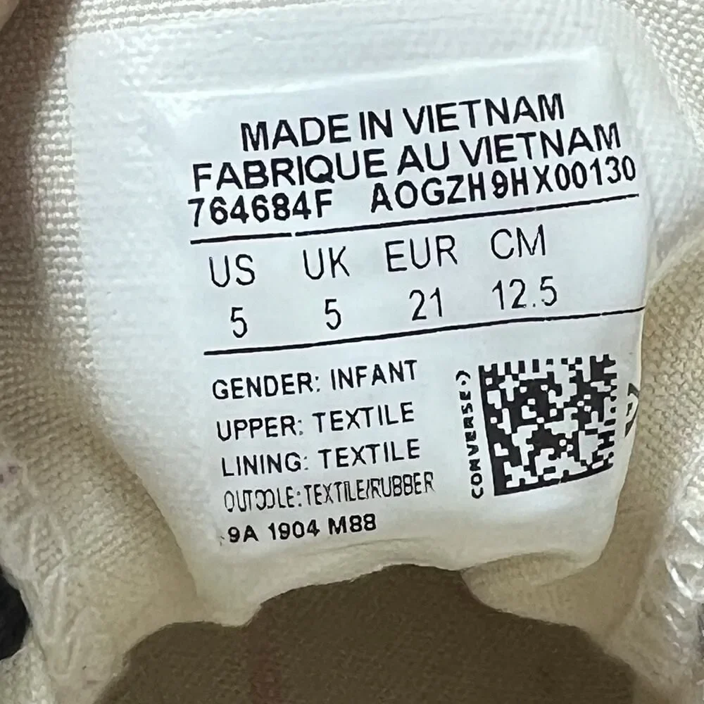 Converse Kids Infant Baby Sz 5 White Unicorn Canvas Sneaker Lace Up Hi Top Shoes